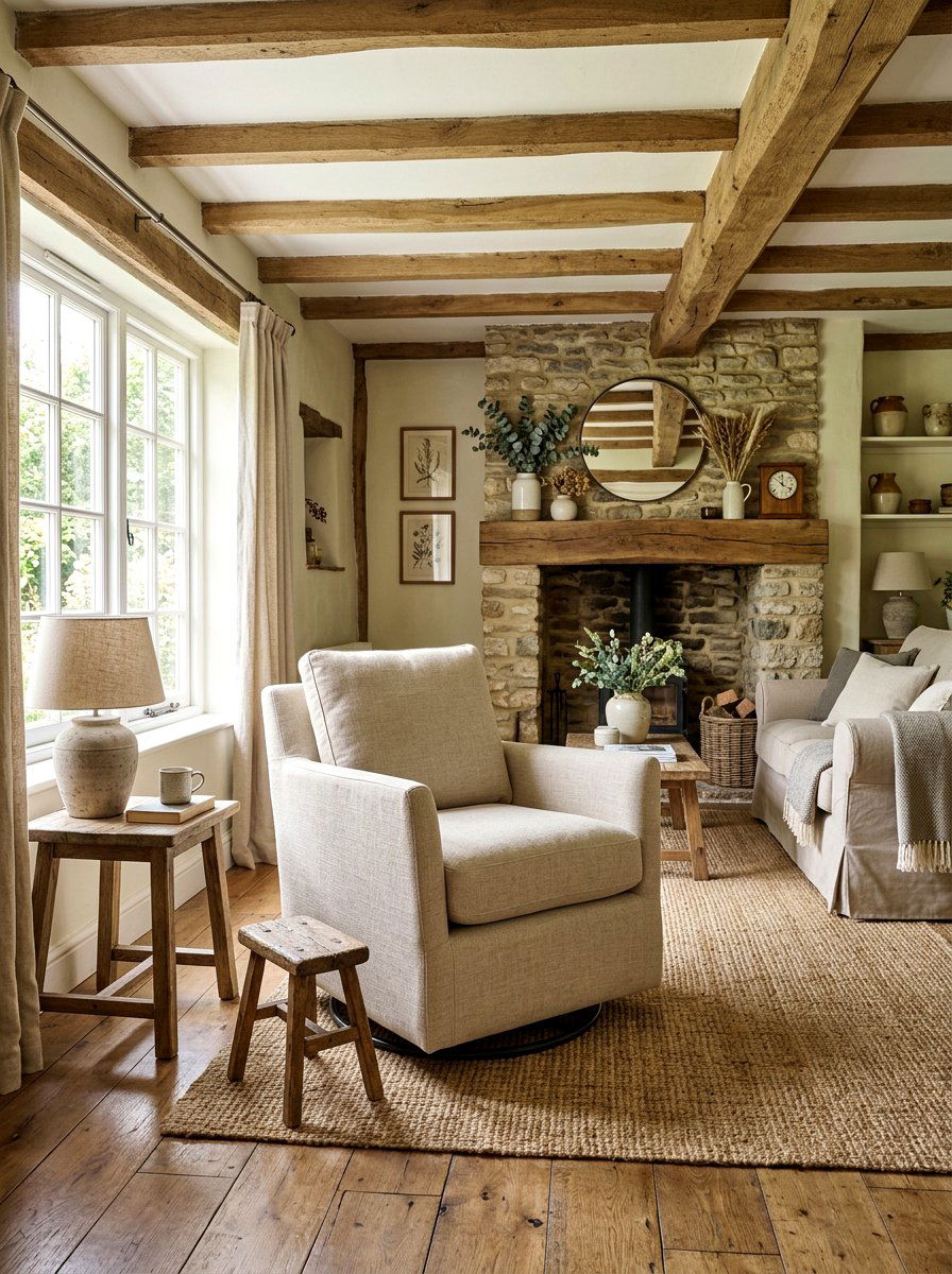 Neutral Linen Swivel Chair - 30 cozy cocoon chair ideas