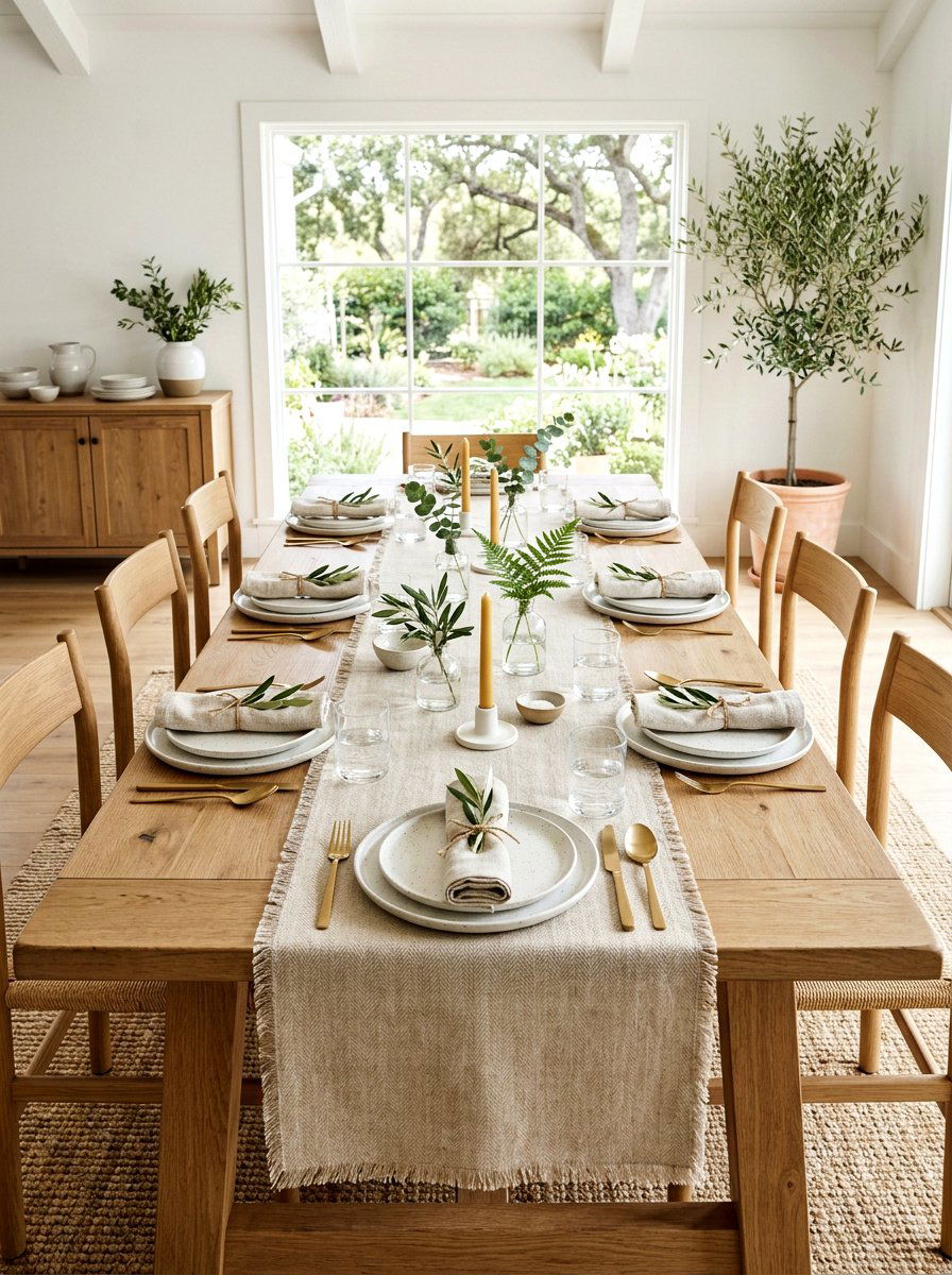 Neutral Linen Table Design - 30 farmhouse table decor ideas