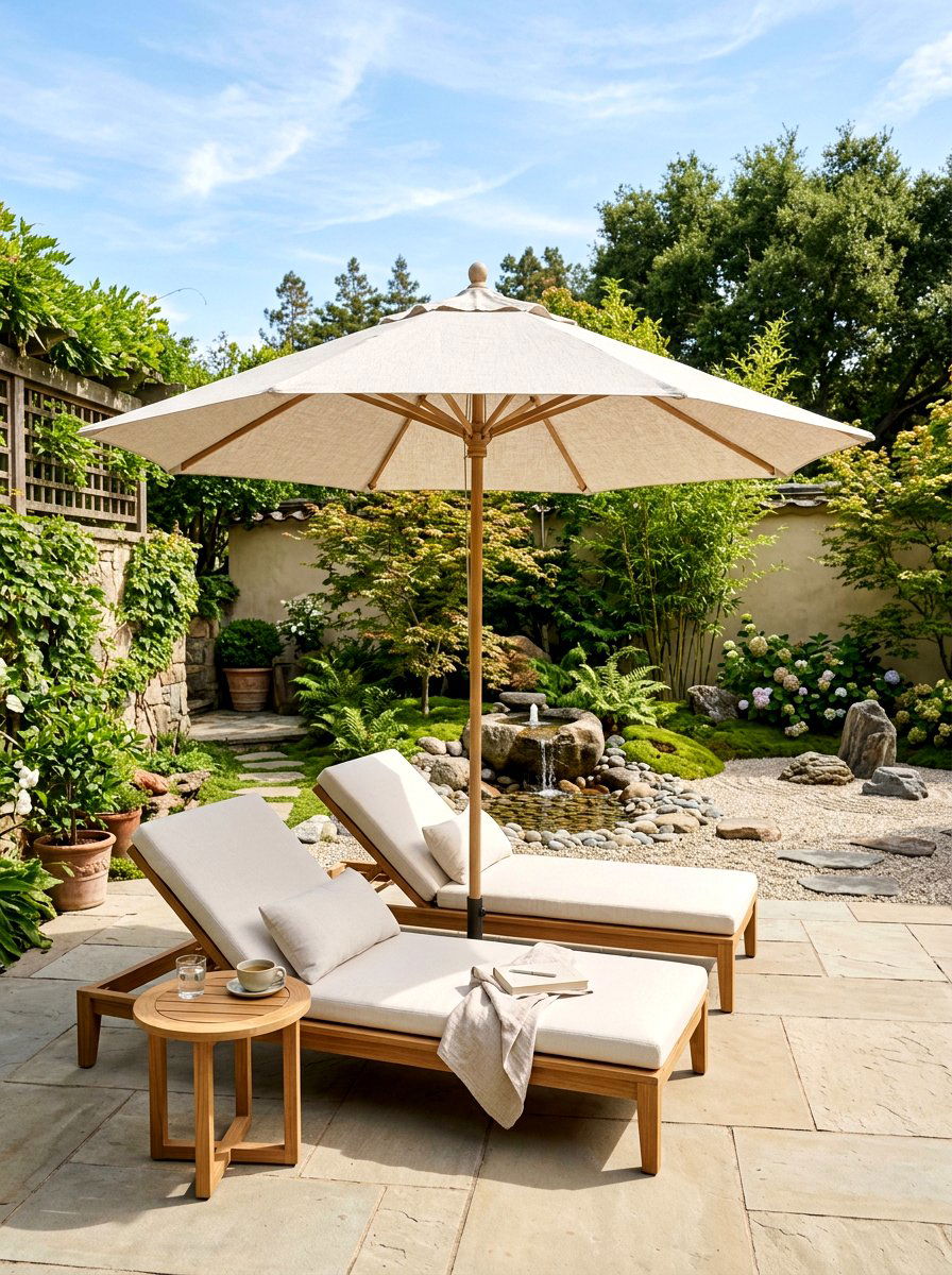 Neutral Linen Umbrella - 30 patio umbrella ideas