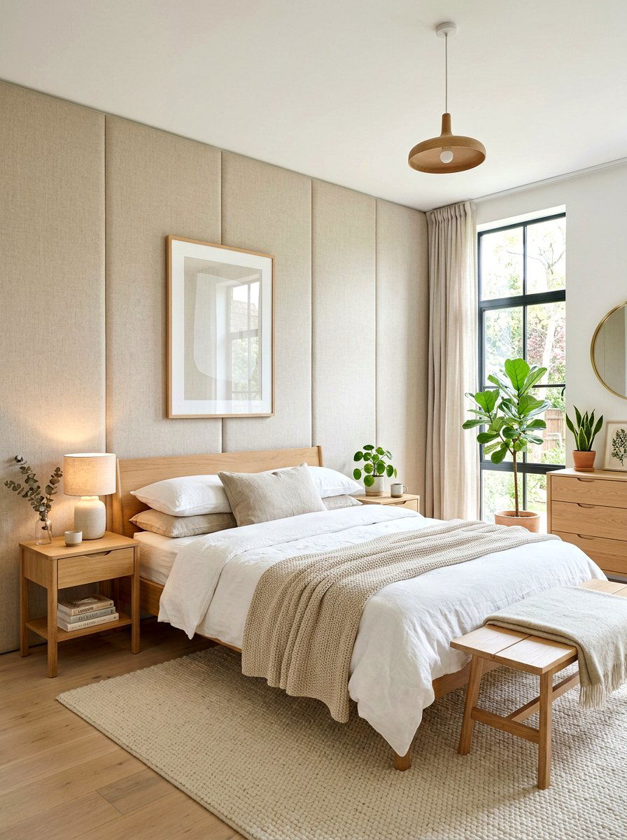 Neutral Linen Upholstered Wall - 30 upholstered wall bedroom ideas