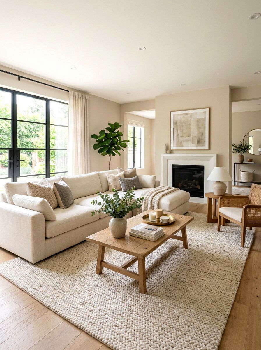 Neutral Living Room - 30 warm minimalist home ideas