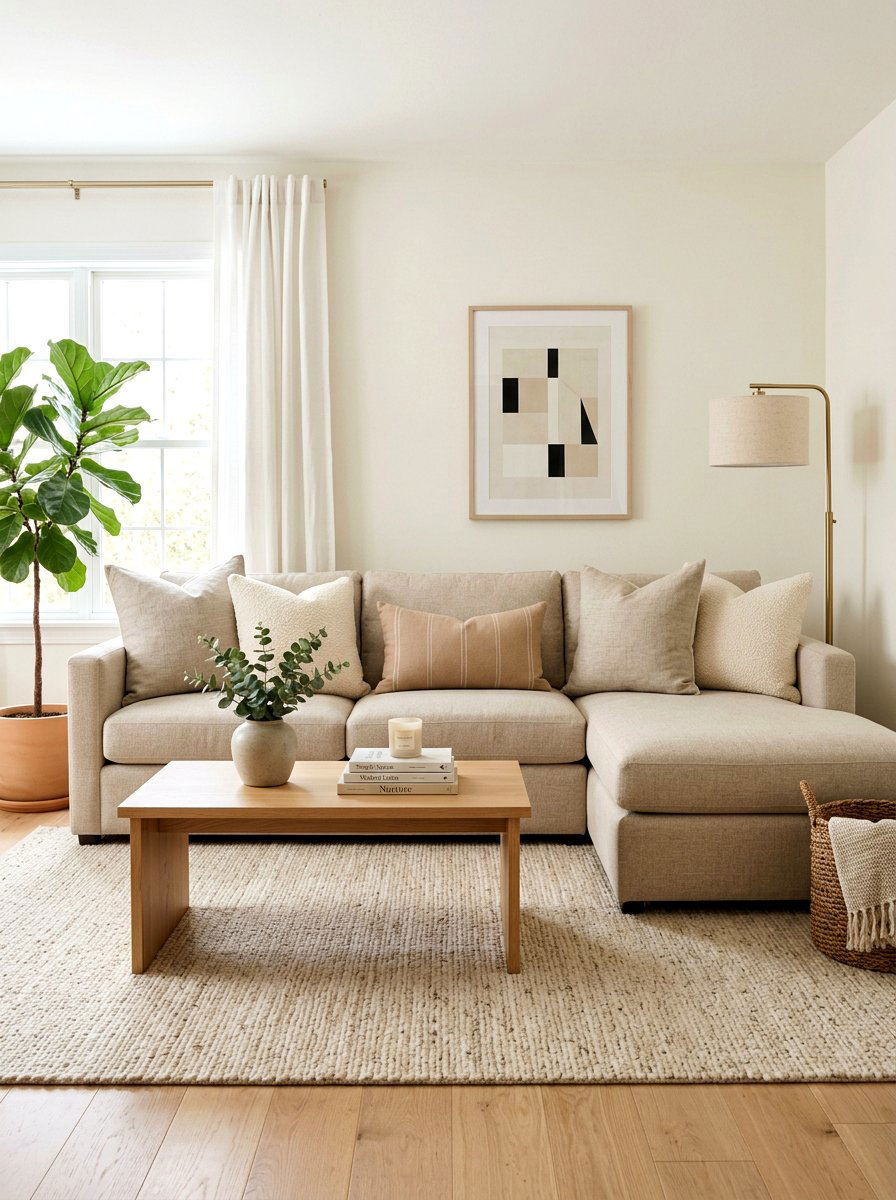 Neutral Living Room Pillow Arrangement - 30 layered throw pillow ideas