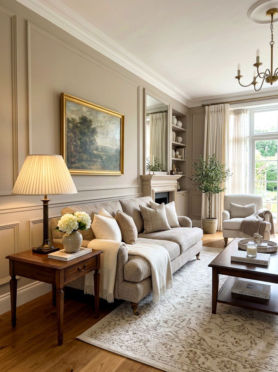 Neutral Living Room Pleated Shade Lamp - 30 layered lamp living room ideas
