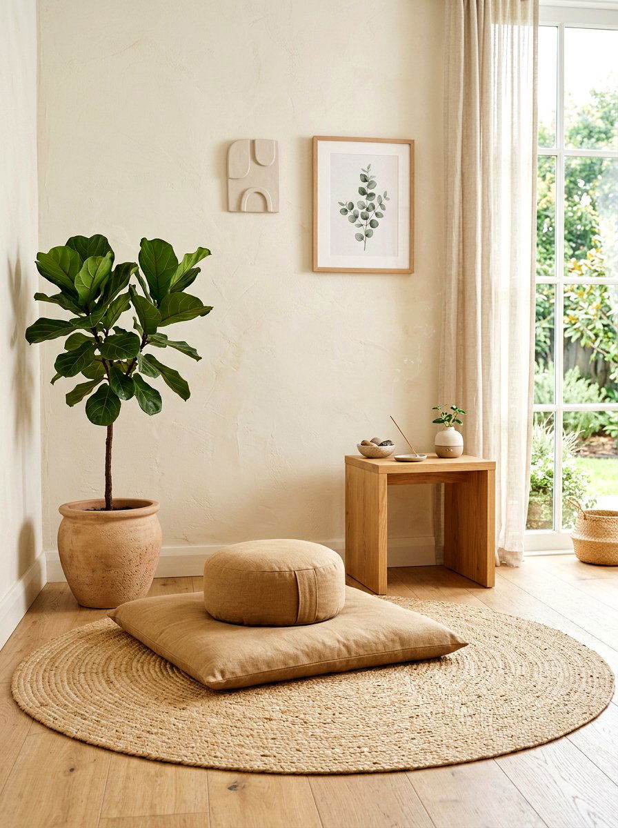 Neutral Meditation Nook - 30 meditation nook ideas