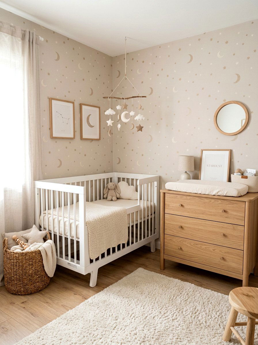 Neutral Nursery Wallpaper - 30 crib corner styling ideas