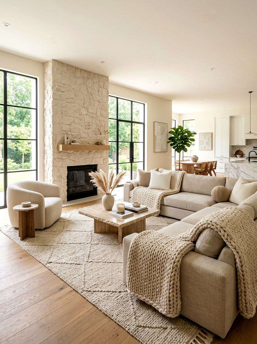 Neutral Open Concept Living Room - 30 open concept living room ideas