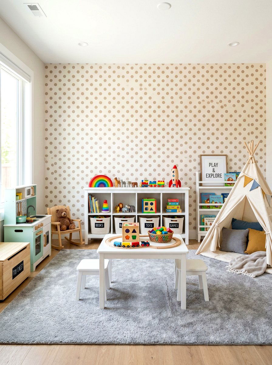 Neutral Polka Dot Wallpaper - 30 patterned wallpaper ideas