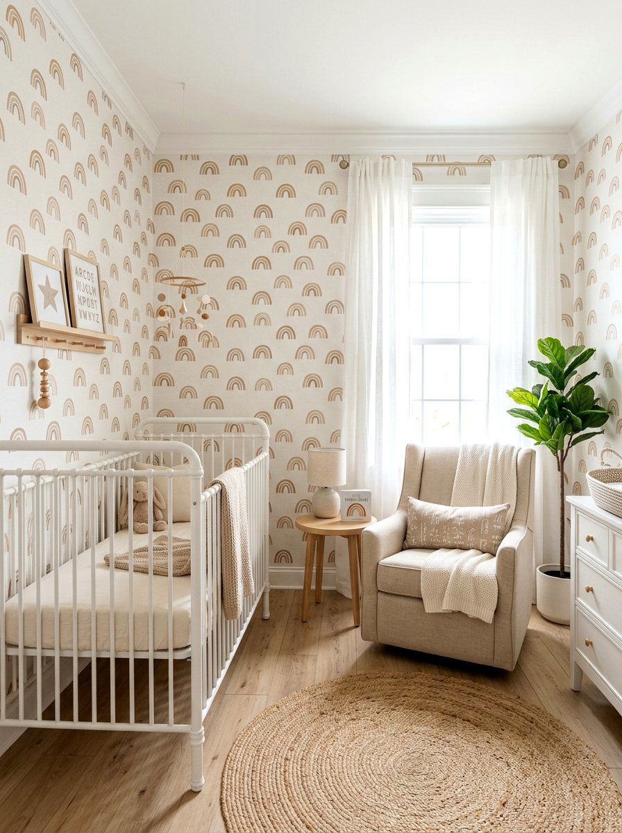 Neutral Rainbow Wallpaper - 30 muted rainbow bedroom ideas