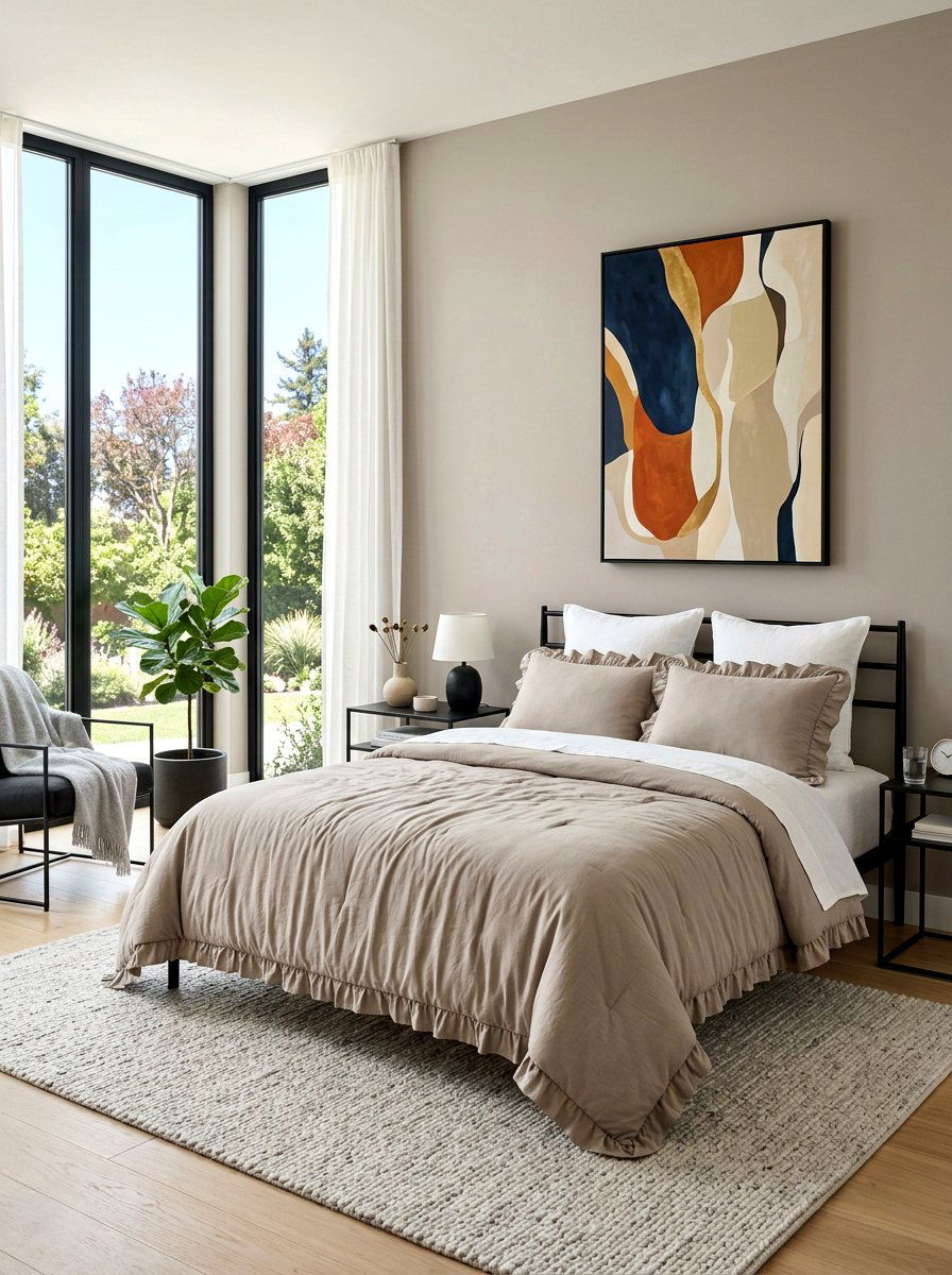 Neutral Ruffled Comforter - 30 ruffled bedding bedroom ideas