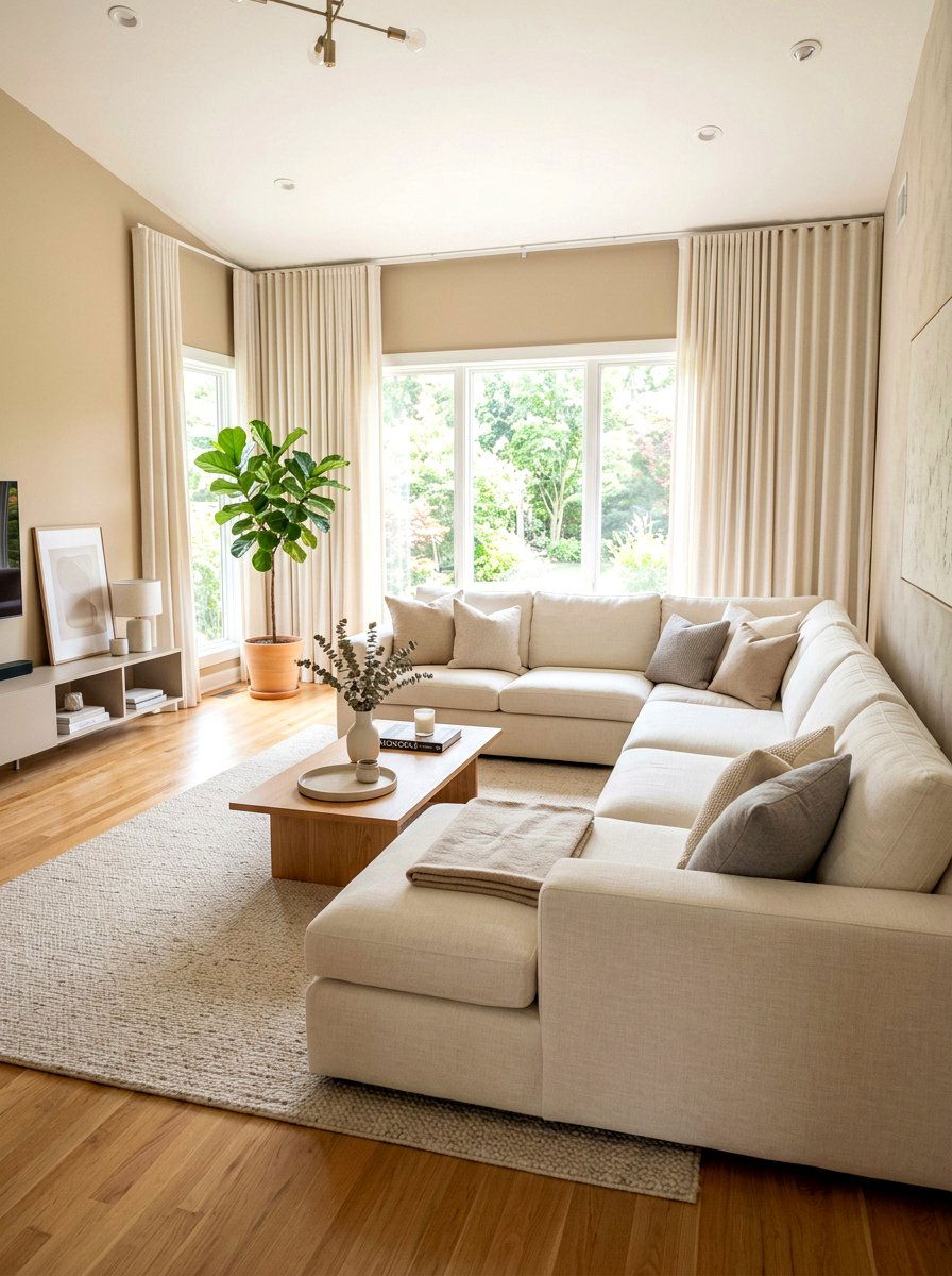 Neutral Sectional Living Room - 30 cozy family room ideas
