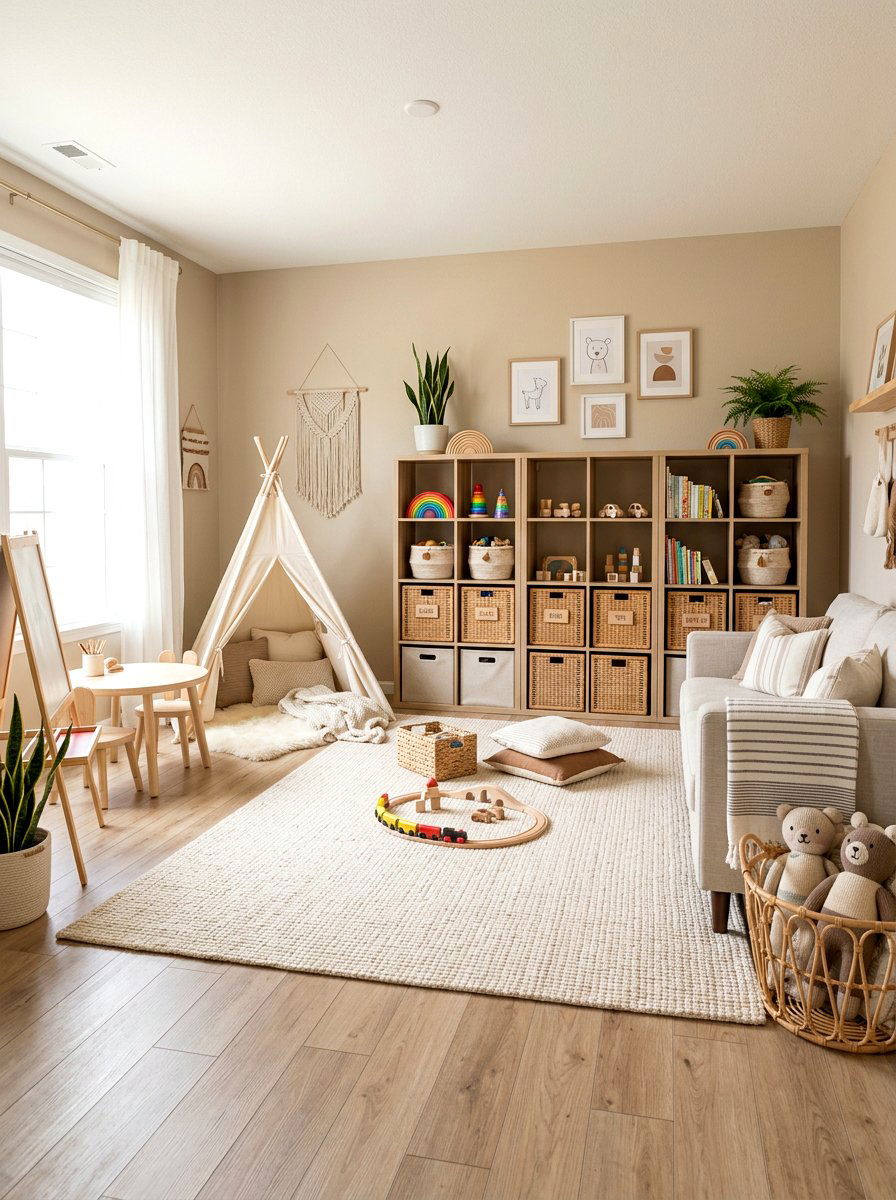 Neutral Shared Playroom - 30 children shared playroom ideas