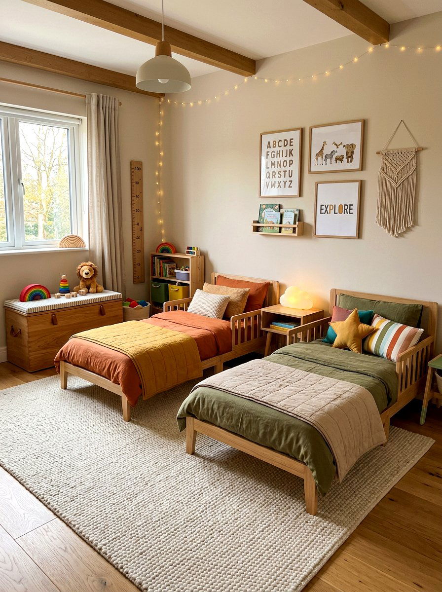 Neutral Shared Toddler Room - 30 shared sibling room decor ideas