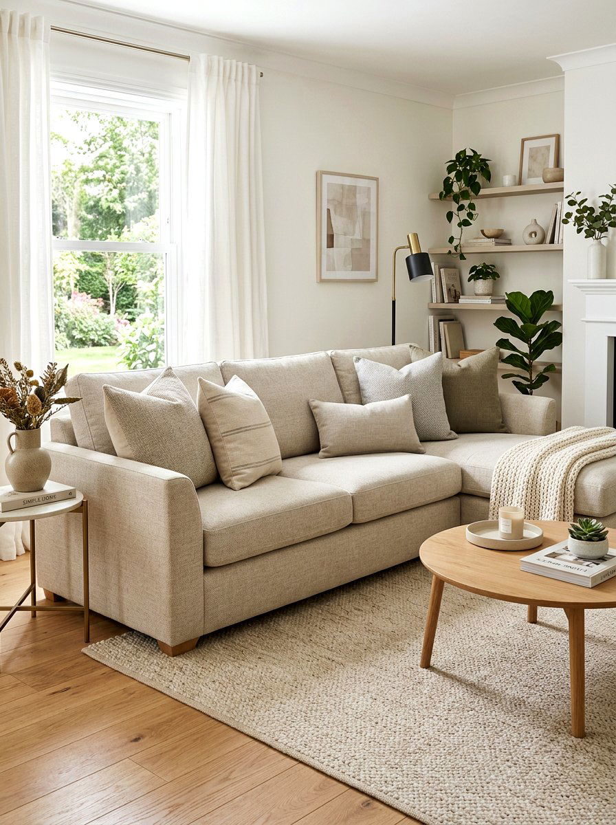 Neutral Sofa Washable Pillows - 30 pet friendly sofa styling ideas