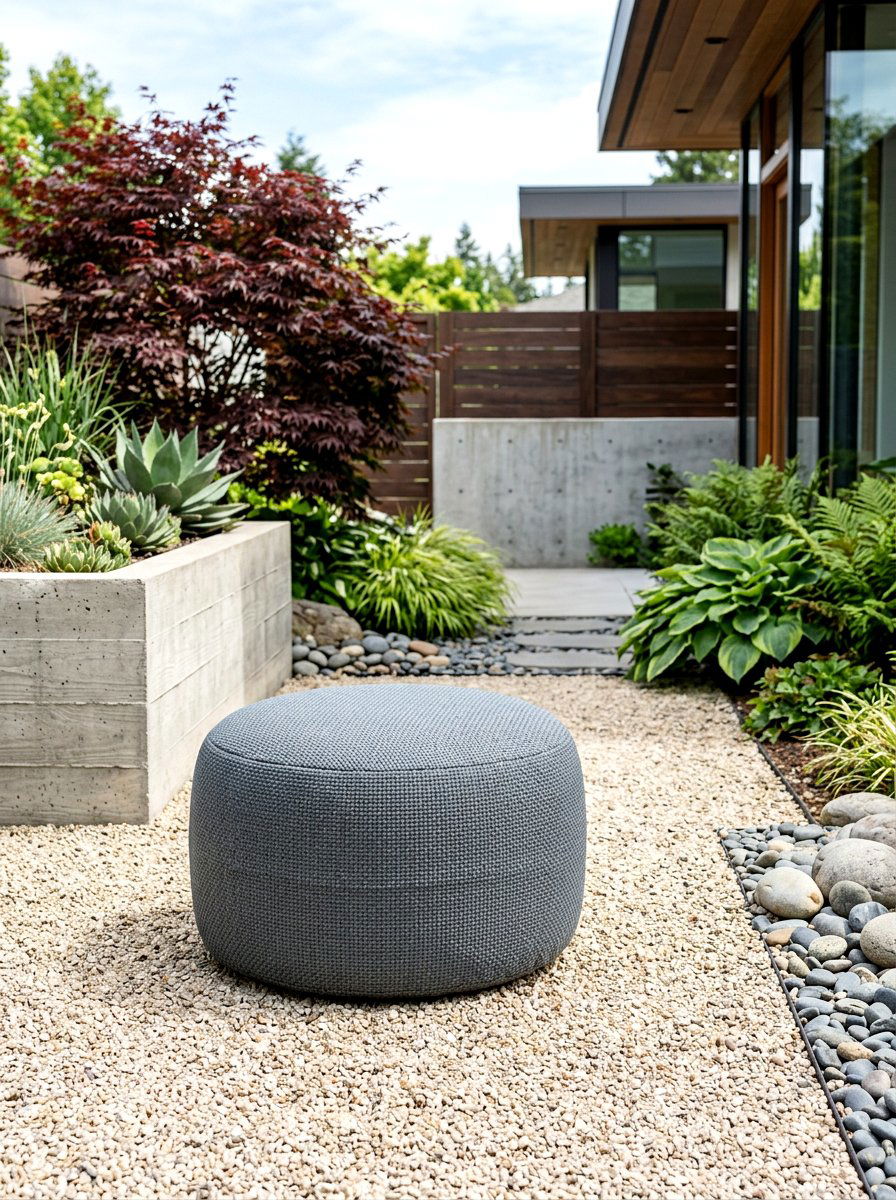 Neutral Stone Pouf - 30 outdoor pouf lounge ideas