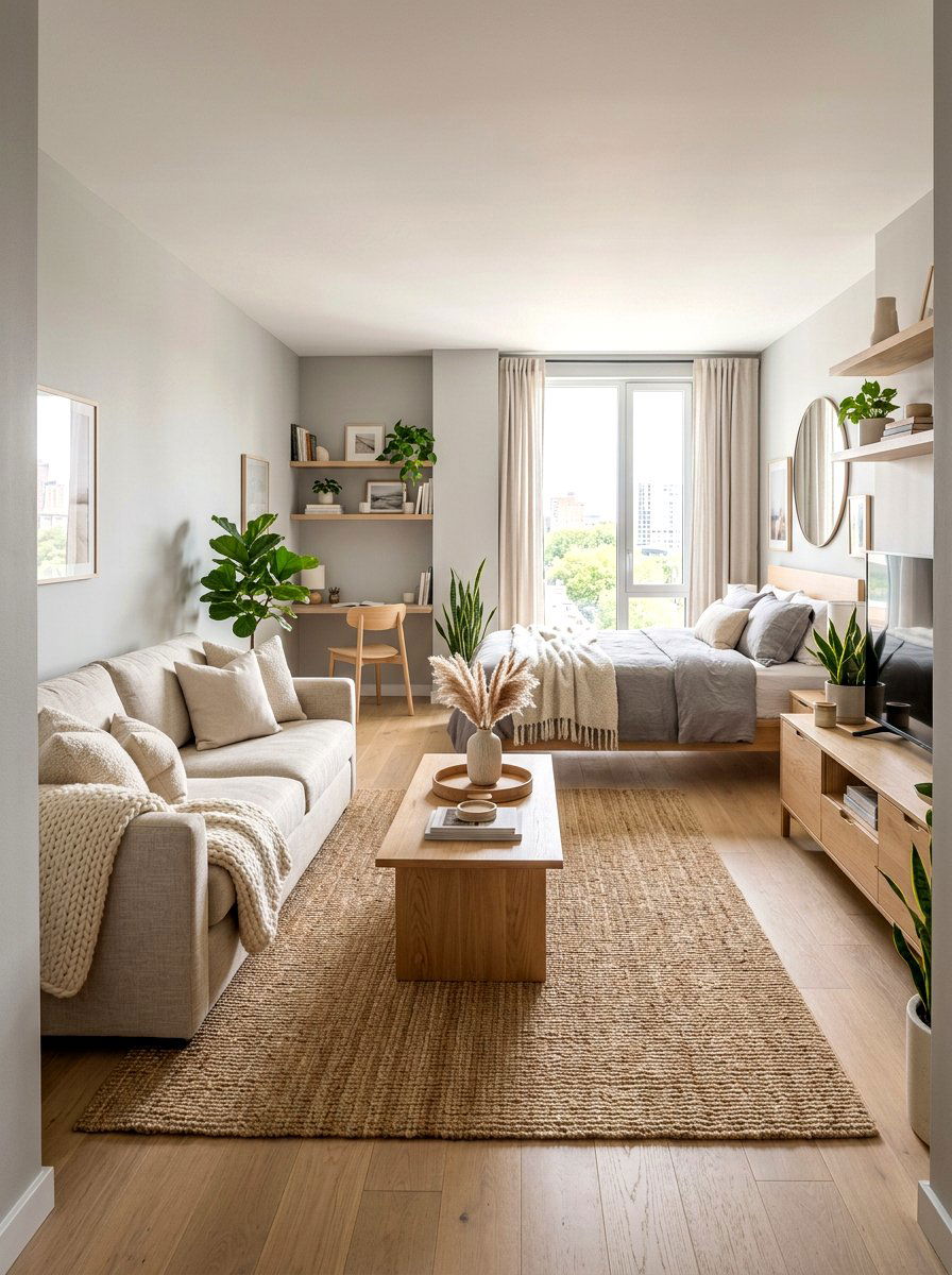 Neutral Studio Apartment - 30 first apartment ideas