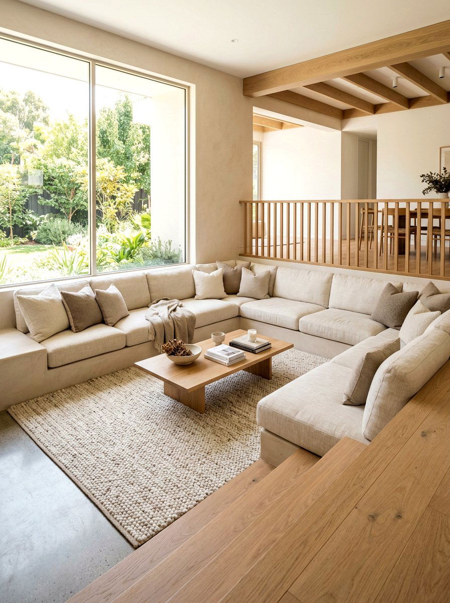 Neutral Sunken Lounge - 30 sunken living room ideas