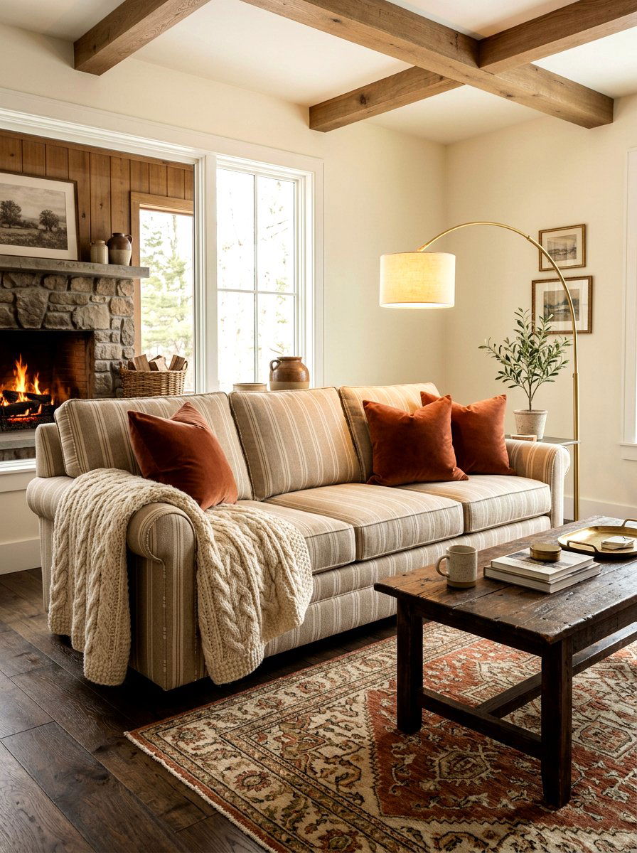 Neutral Tan Stripe Sofa - 30 statement stripe sofa ideas