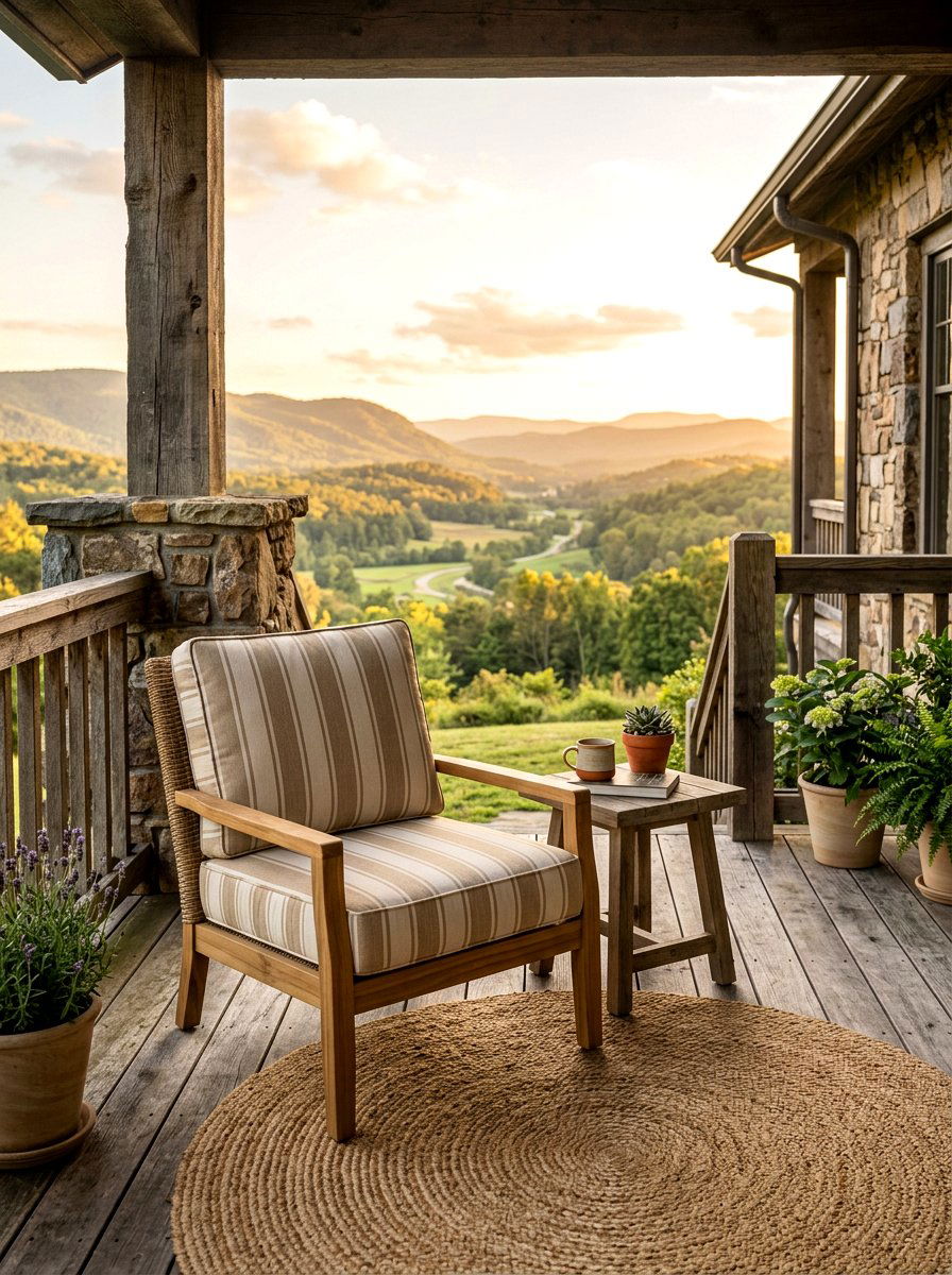 Neutral Tan Striped Patio Chair - 30 striped outdoor cushion porch ideas