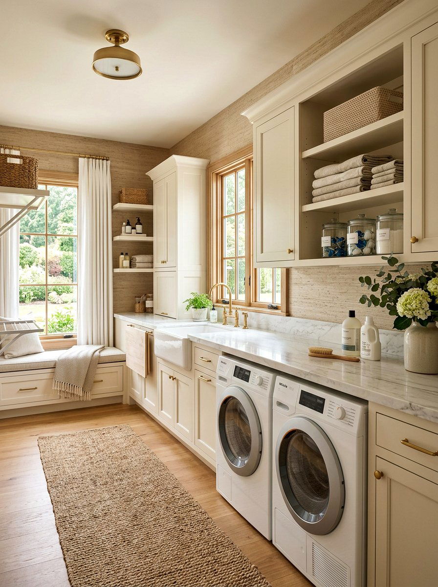 Neutral Textured Laundry Room Wallpaper - 30 laundry room wallpaper ideas