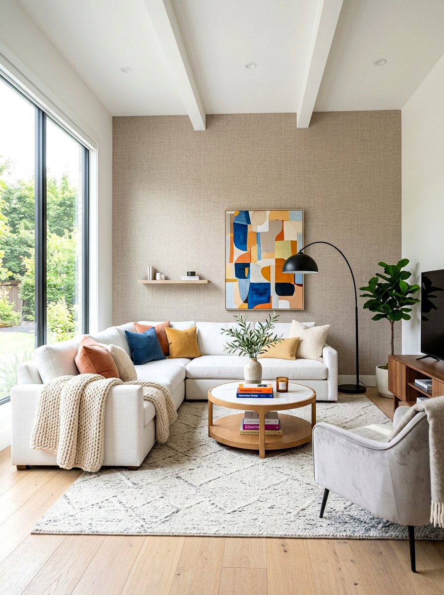 Neutral Textured Wallpaper - 30 removable wallpaper room ideas