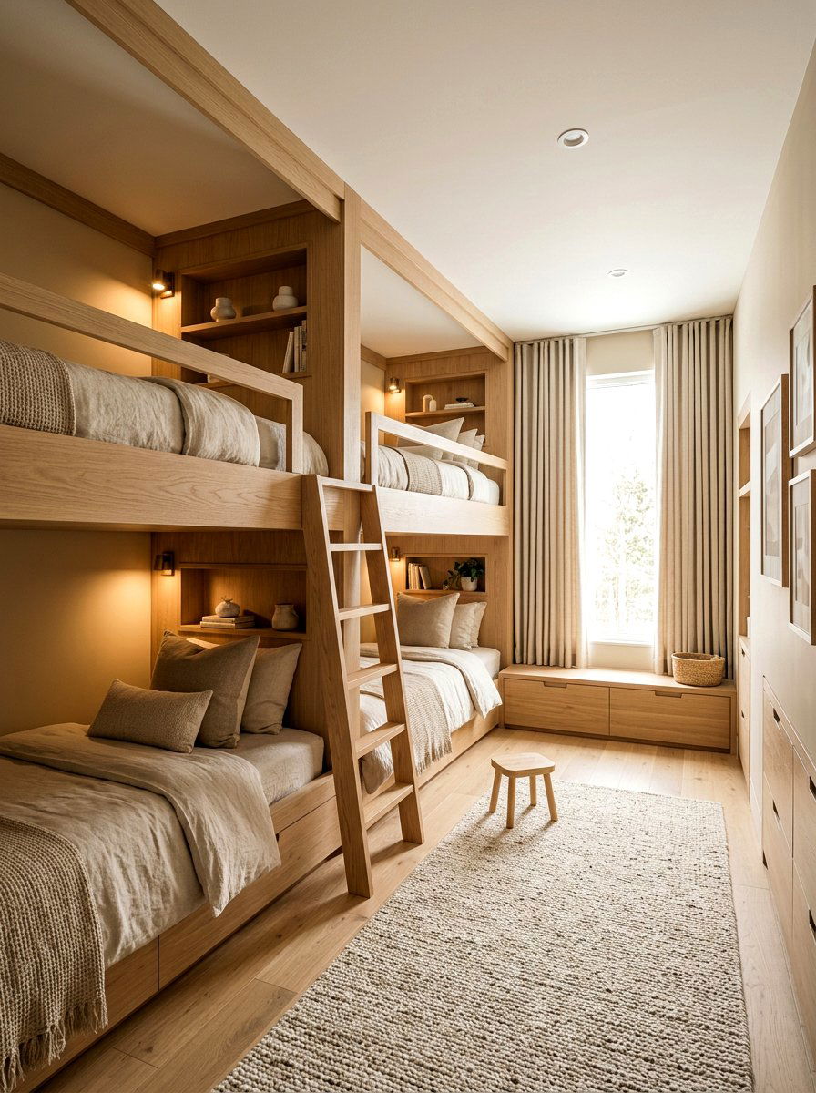 Neutral Tone Built In Bunk Beds - 30 built in bunk room ideas