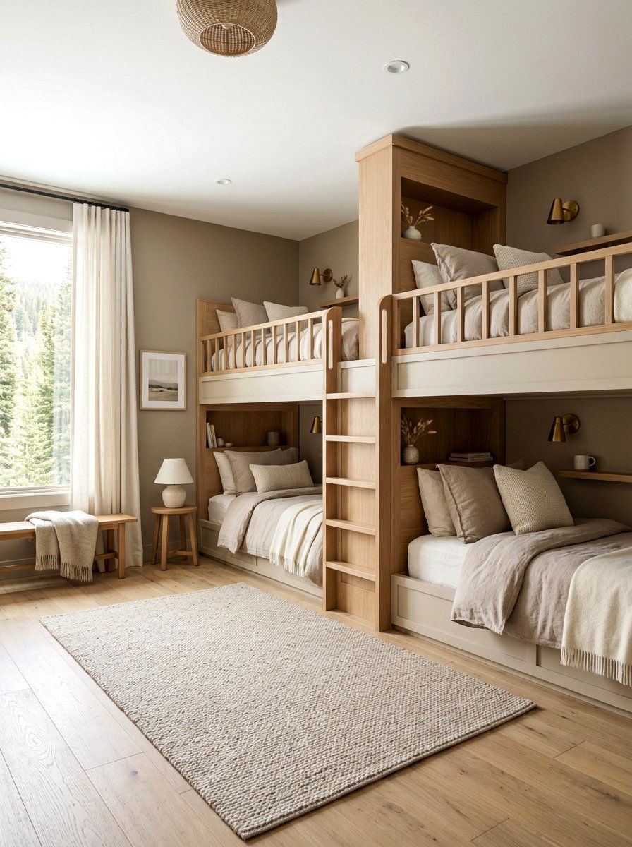 Neutral Tone Bunk Room - 30 attic bunk room ideas