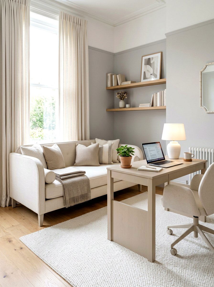 Neutral Tone Daybed Workspace - 30 daybed office combo ideas