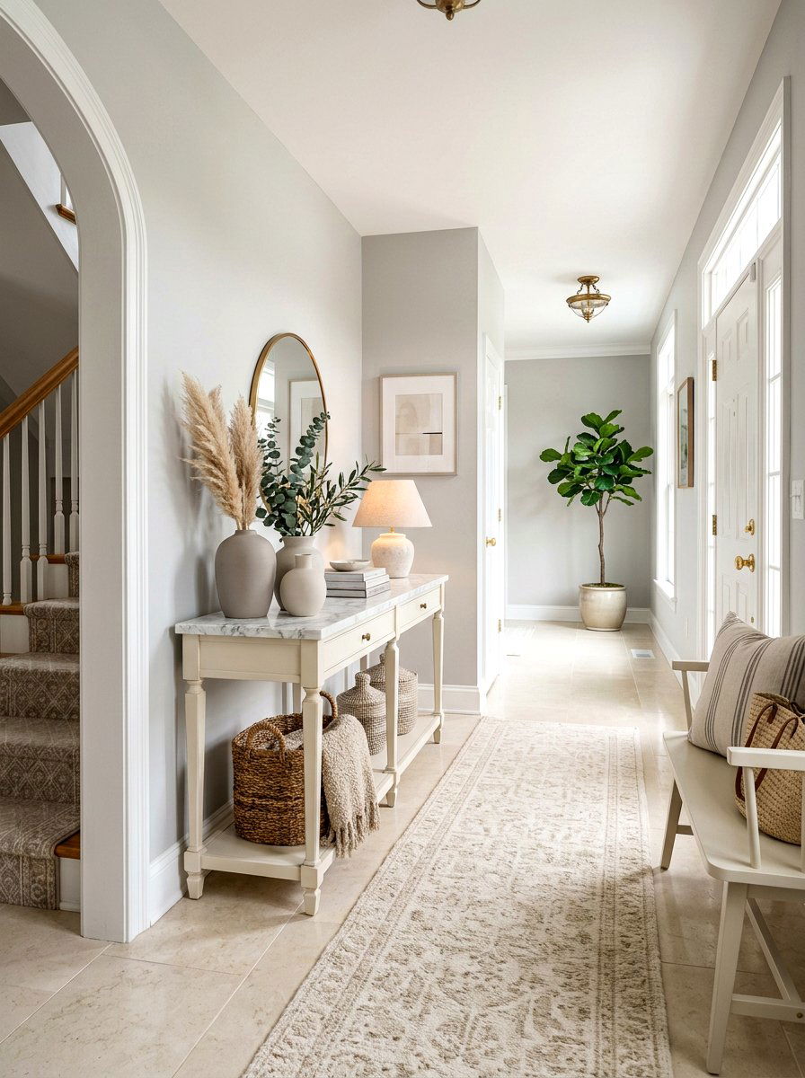 Neutral Tone Foyer - 30 entry console styling ideas