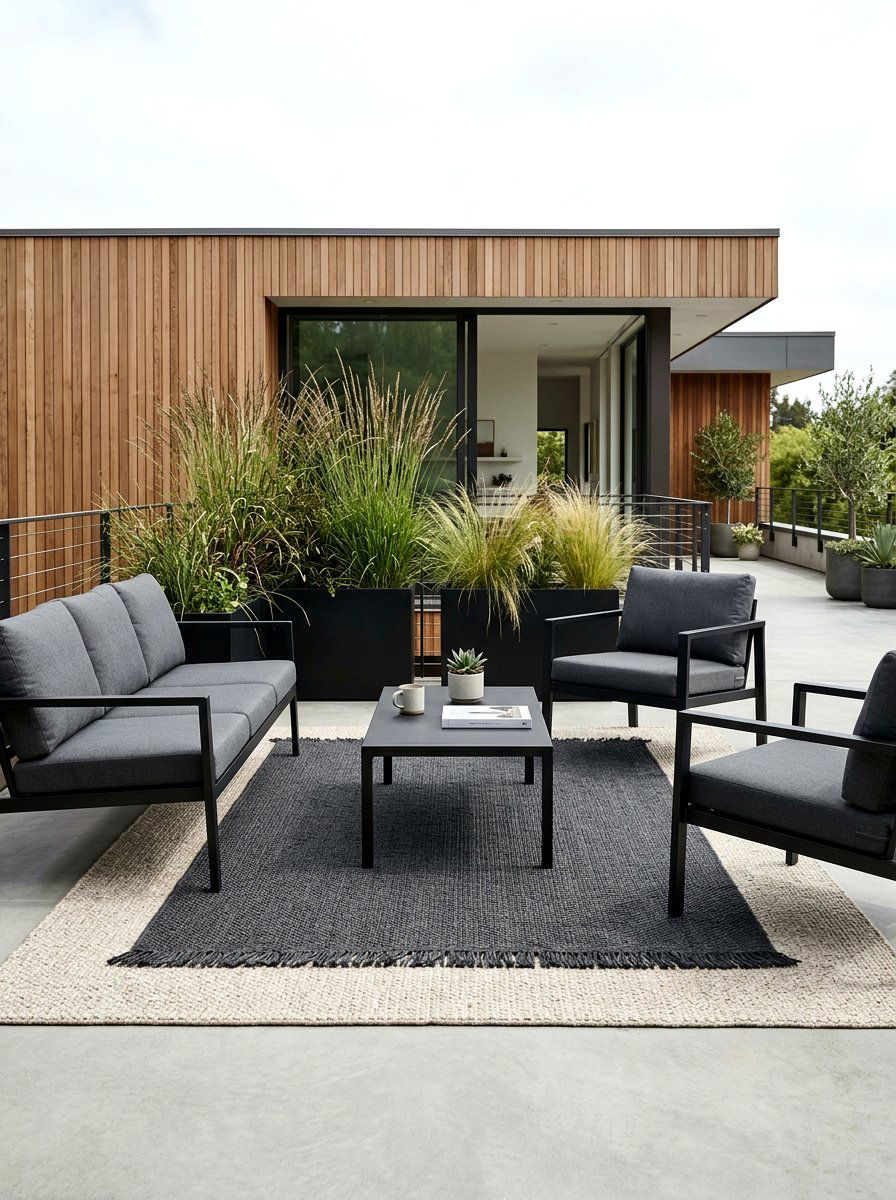 Neutral Tone Layered Rug Combination - 30 outdoor rug layering ideas
