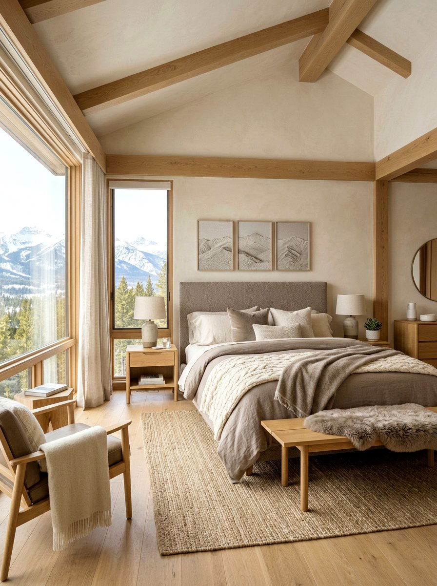 Neutral Tone Mountain Bedroom - 30 mountain modern bedroom ideas