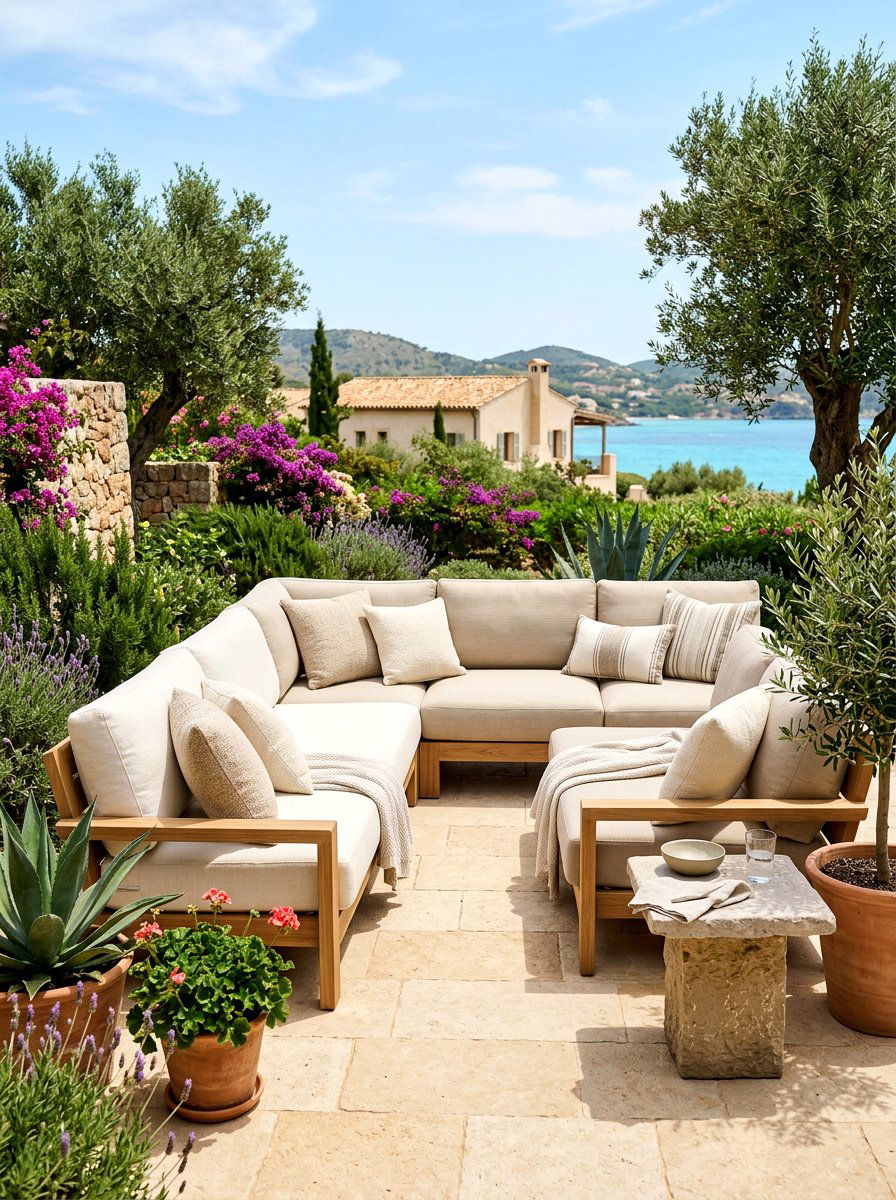 Neutral Tone Outdoor Upholstery - 30 Tuscan revival patio ideas