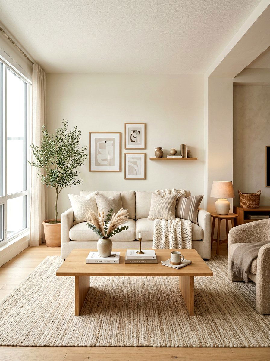 Neutral Tone Studio - 30 tiny apartment aesthetic ideas