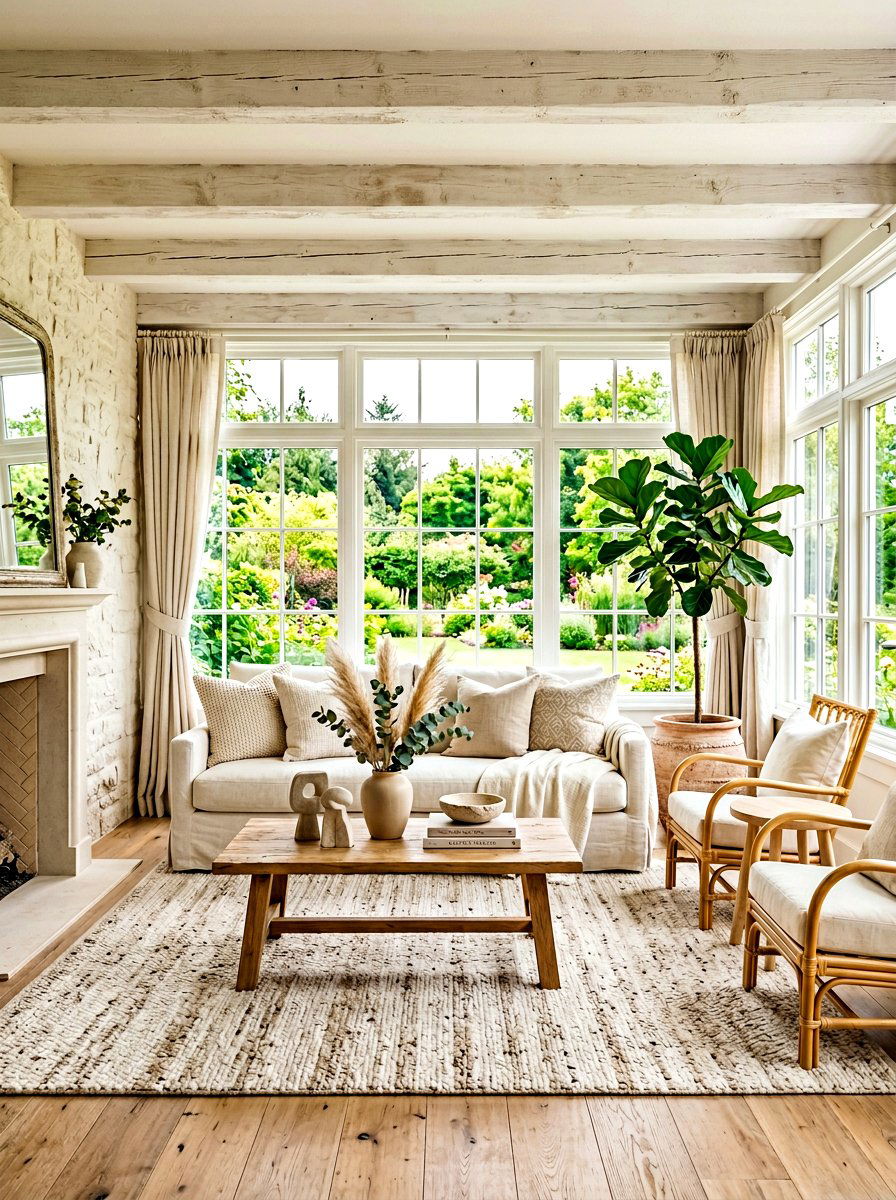 Neutral Tone Sunroom - 30 farmhouse sunroom ideas