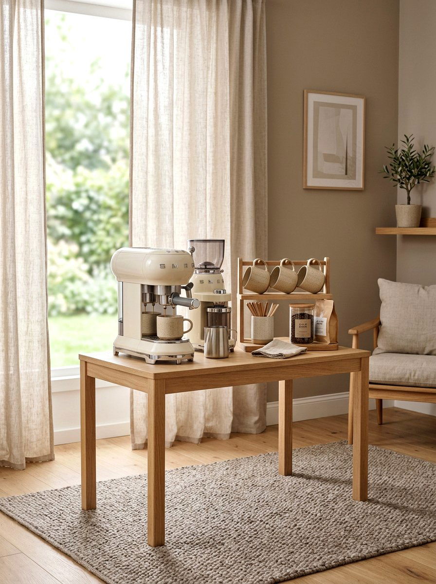 Neutral Toned Coffee Station - 30 bedroom coffee corner ideas