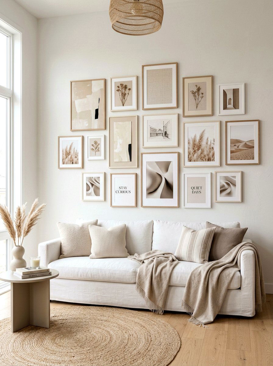 Neutral Toned Gallery Wall - 30 family photo wall ideas