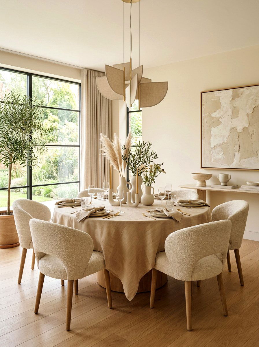 Neutral Toned Minimalist Dining - 30 dinner party hosting room ideas