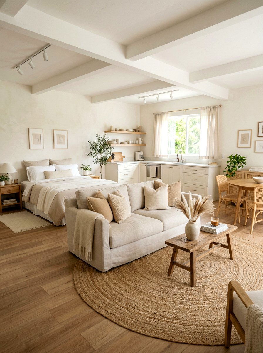 Neutral Toned Studio Apartment - 30 editorial studio apartment ideas