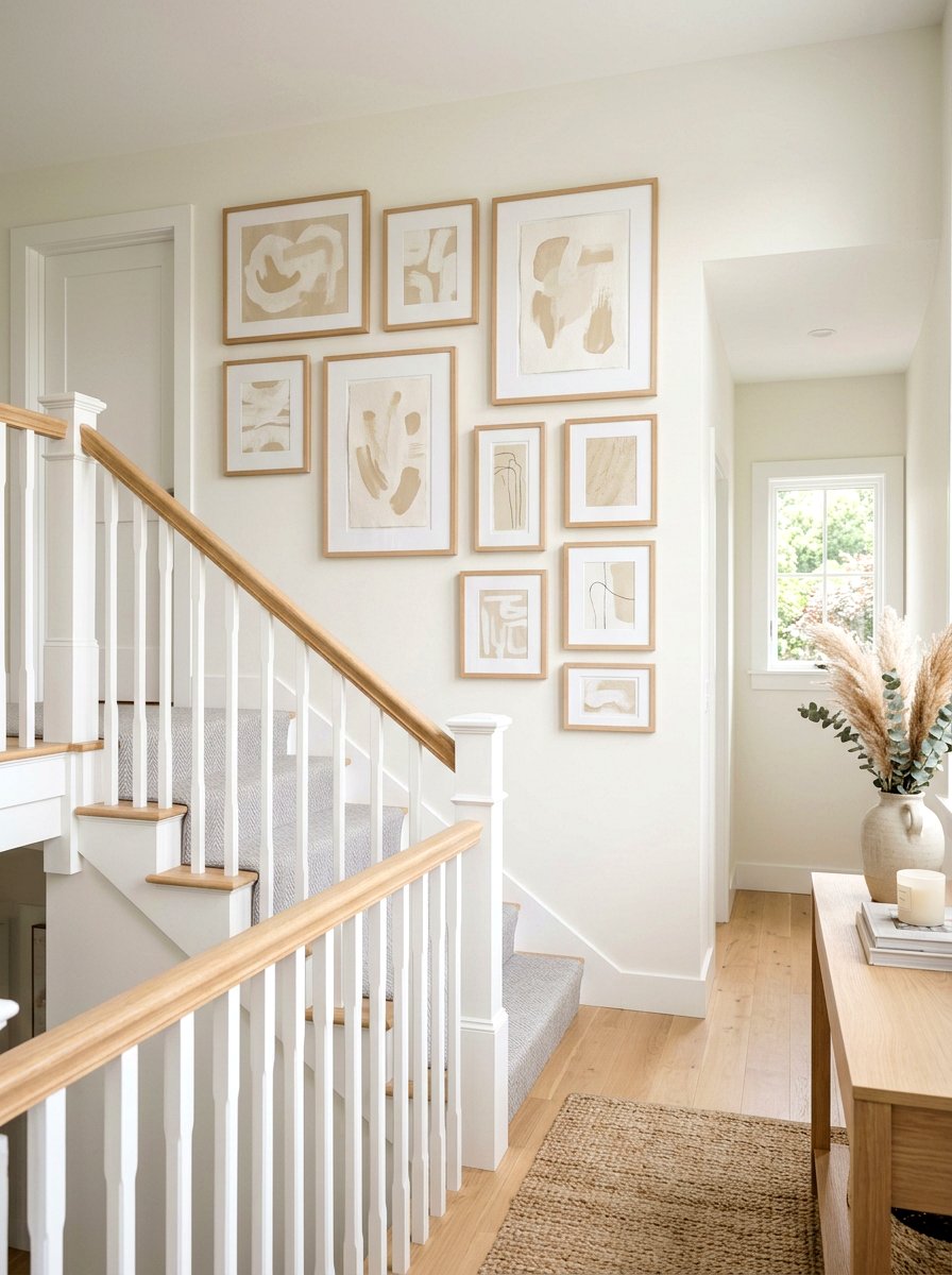 Neutral Tones Gallery Wall - 30 stair landing gallery ideas