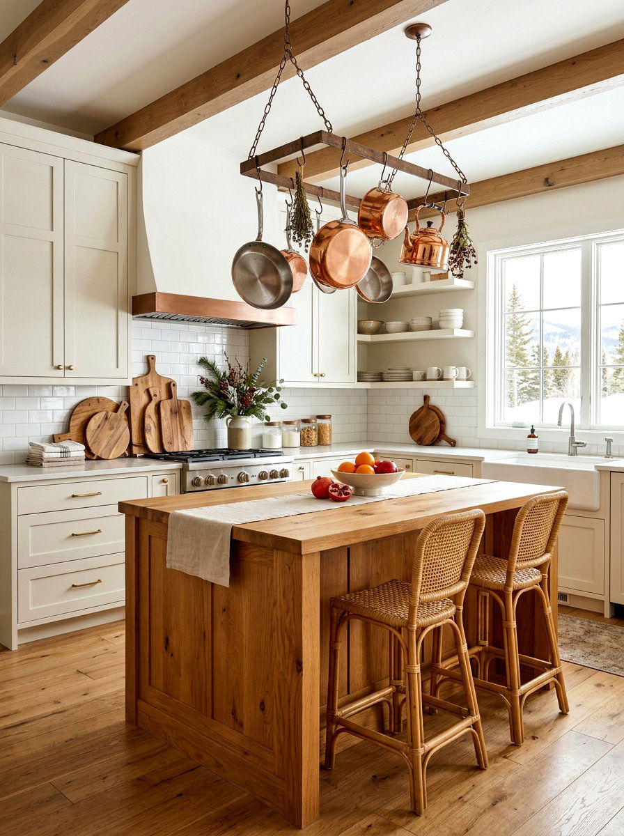 Neutral Winter Kitchen - 30 ski lodge holiday decor ideas
