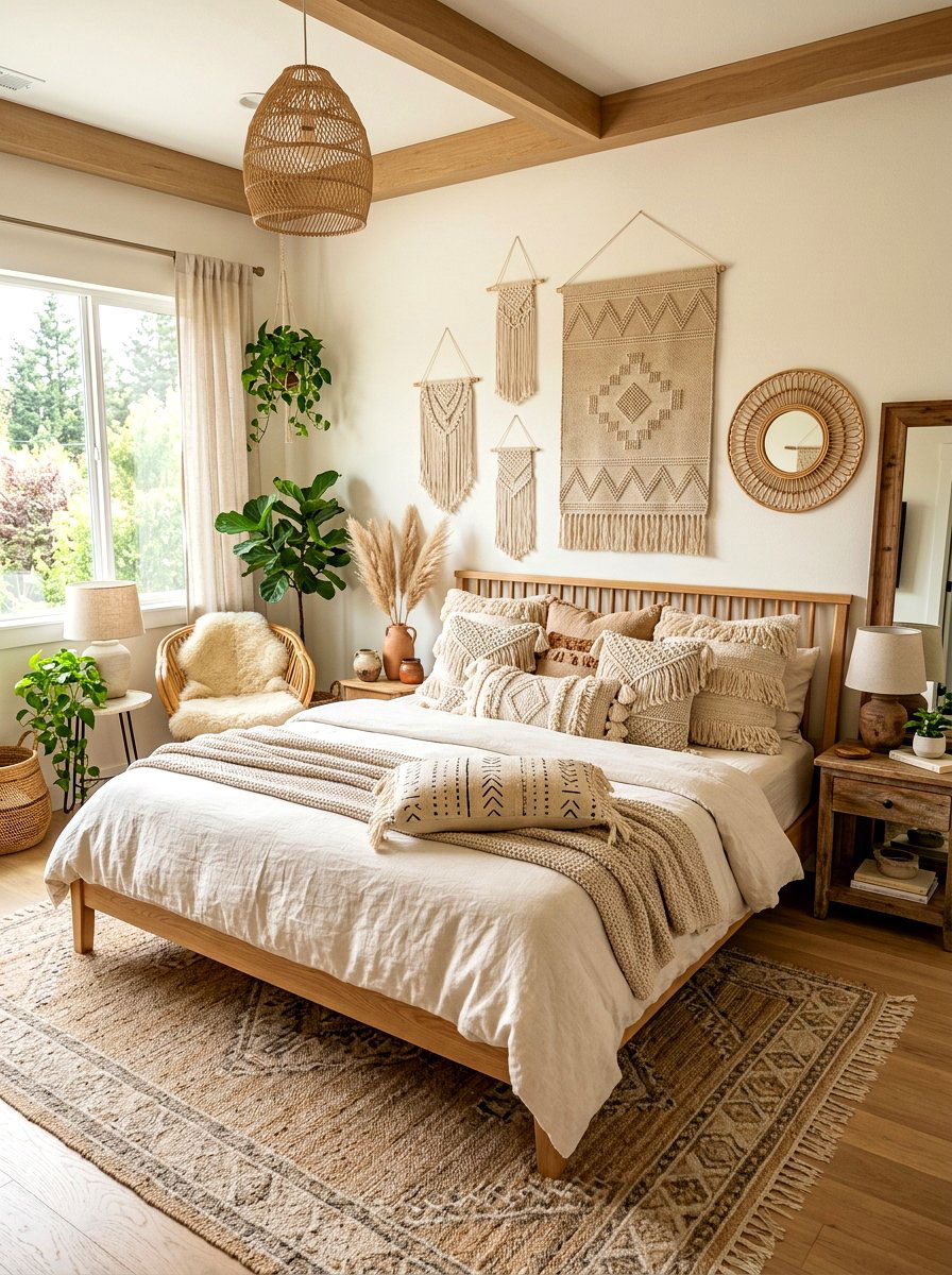 Neutral boho European pillow style - 30 European pillow styling ideas