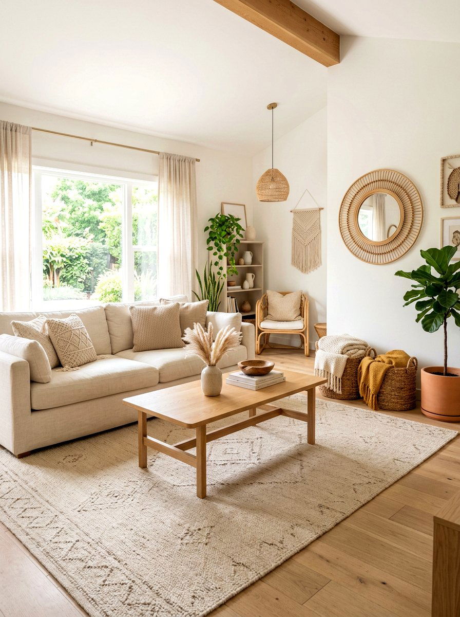 Neutral boho living room - 30 boho living room ideas