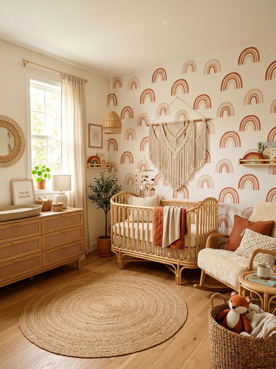 Neutral boho nursery wallpaper - 30 nursery wallpaper ideas