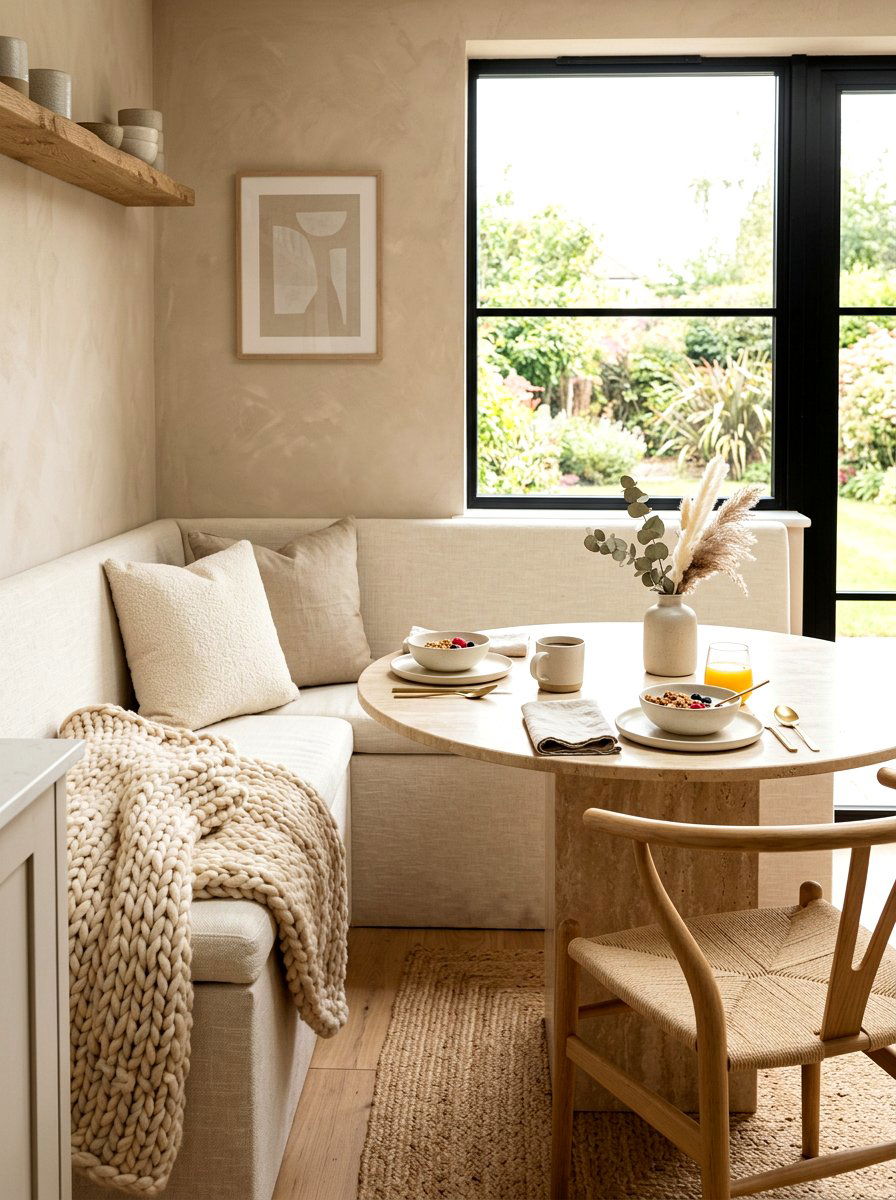 Neutral breakfast corner - 30 corner breakfast nook ideas