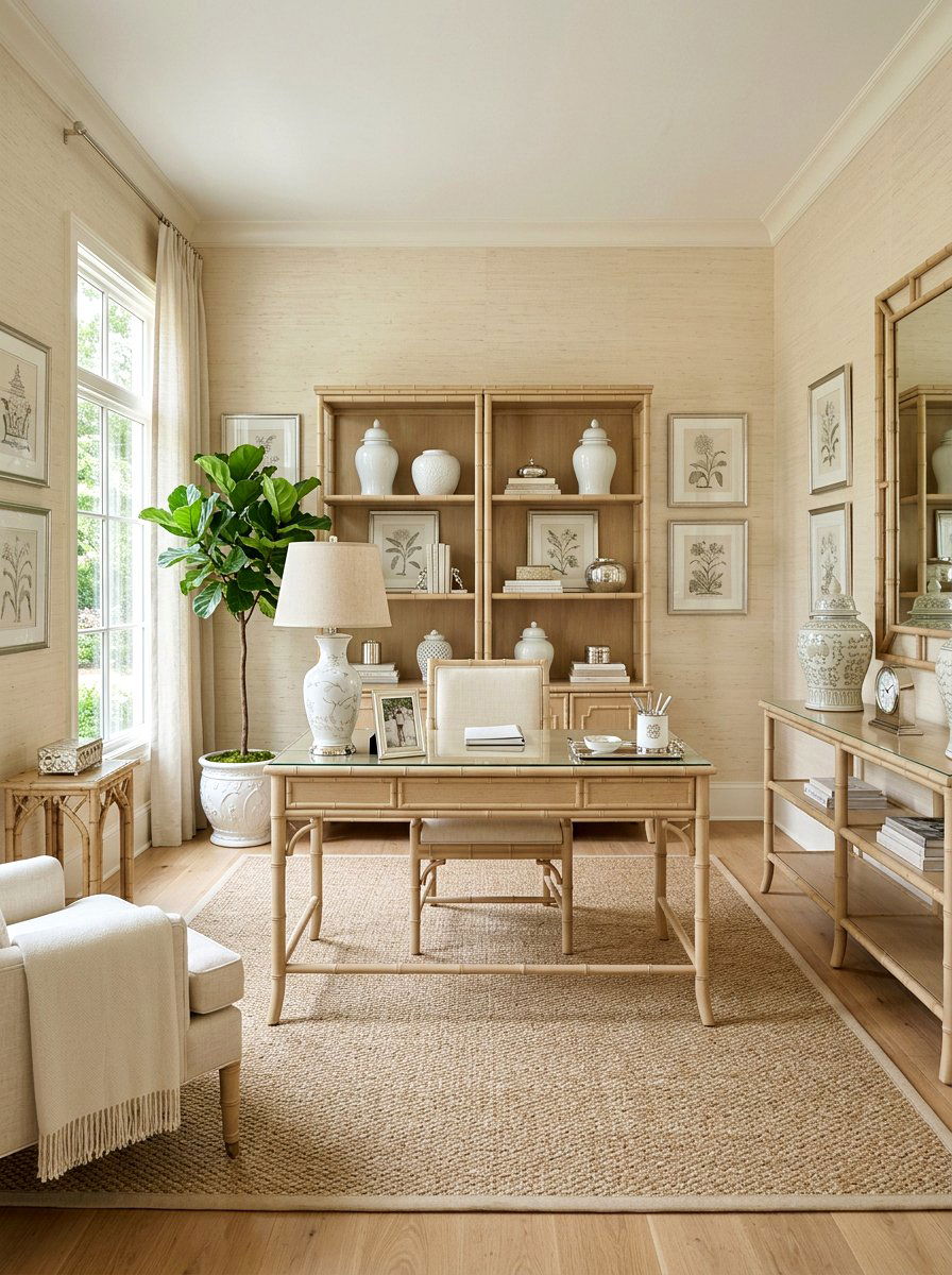 Neutral chinoiserie office colors - 30 chinoiserie office ideas
