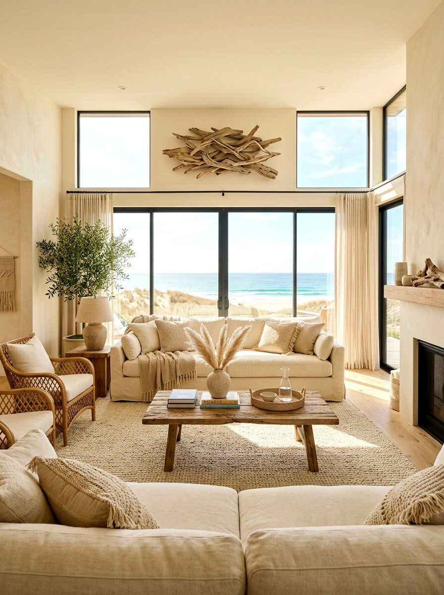 Neutral coastal living room - 30 coastal summer living room ideas