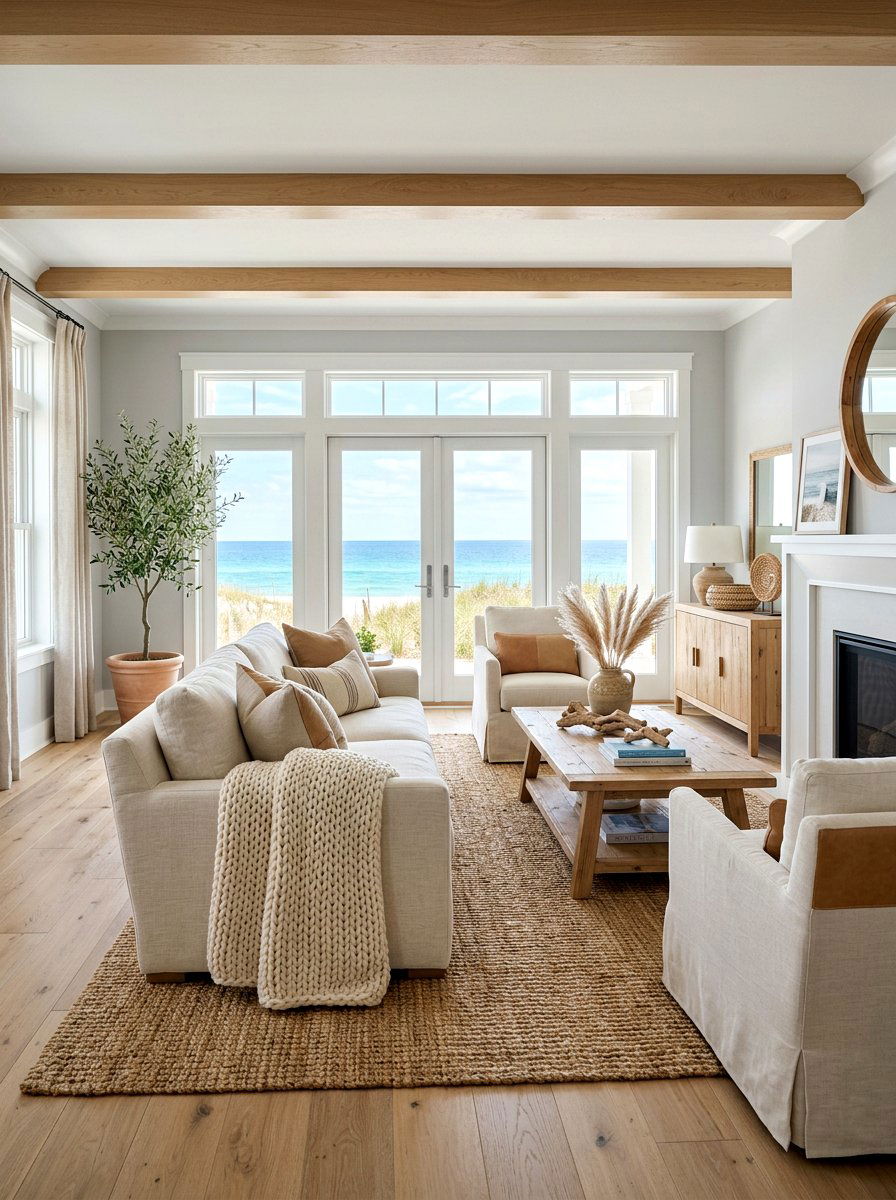 Neutral coastal living room - 30 coastal living room ideas