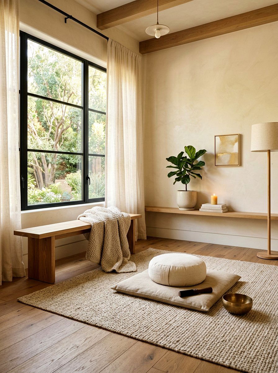 Neutral color meditation room - 30 sunrise meditation space ideas