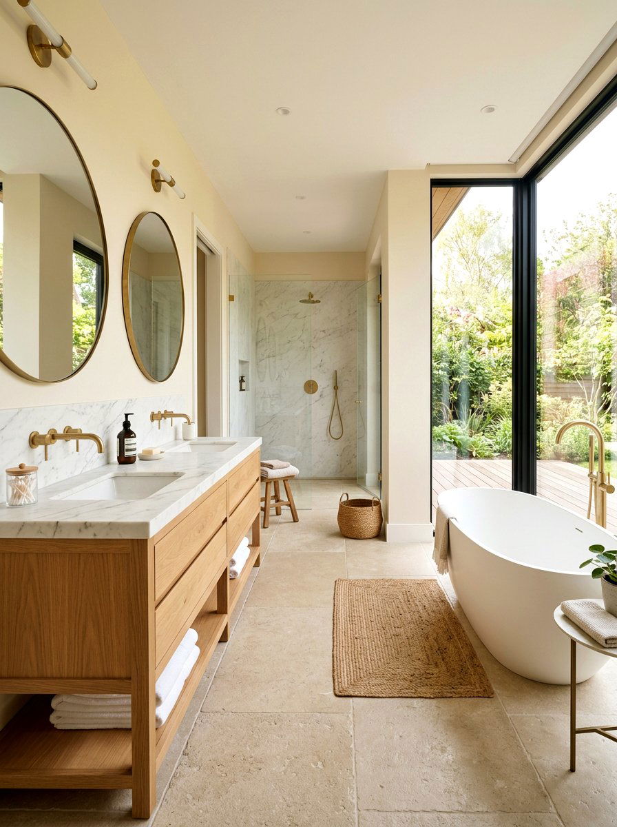 Neutral color palette - 30 serene bathroom decor ideas