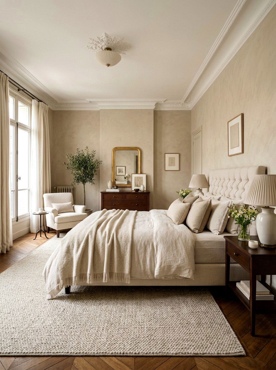 Neutral cream bedroom - 30 Parisian hotel bedroom ideas