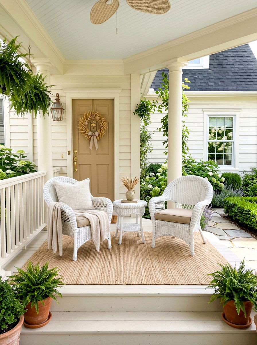 Neutral cream porch - 30 seasonal front porch ideas
